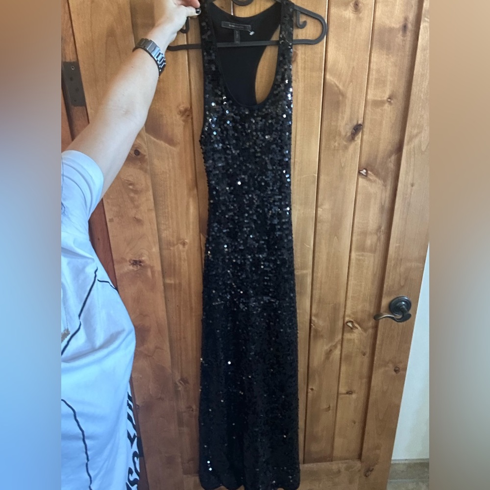 BCBG MAXAZRIA BLACK SEQUIN MAXI DRESS